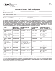 Document preview: Form CAT CS Commercial Activity Tax Credit Schedule - Ohio