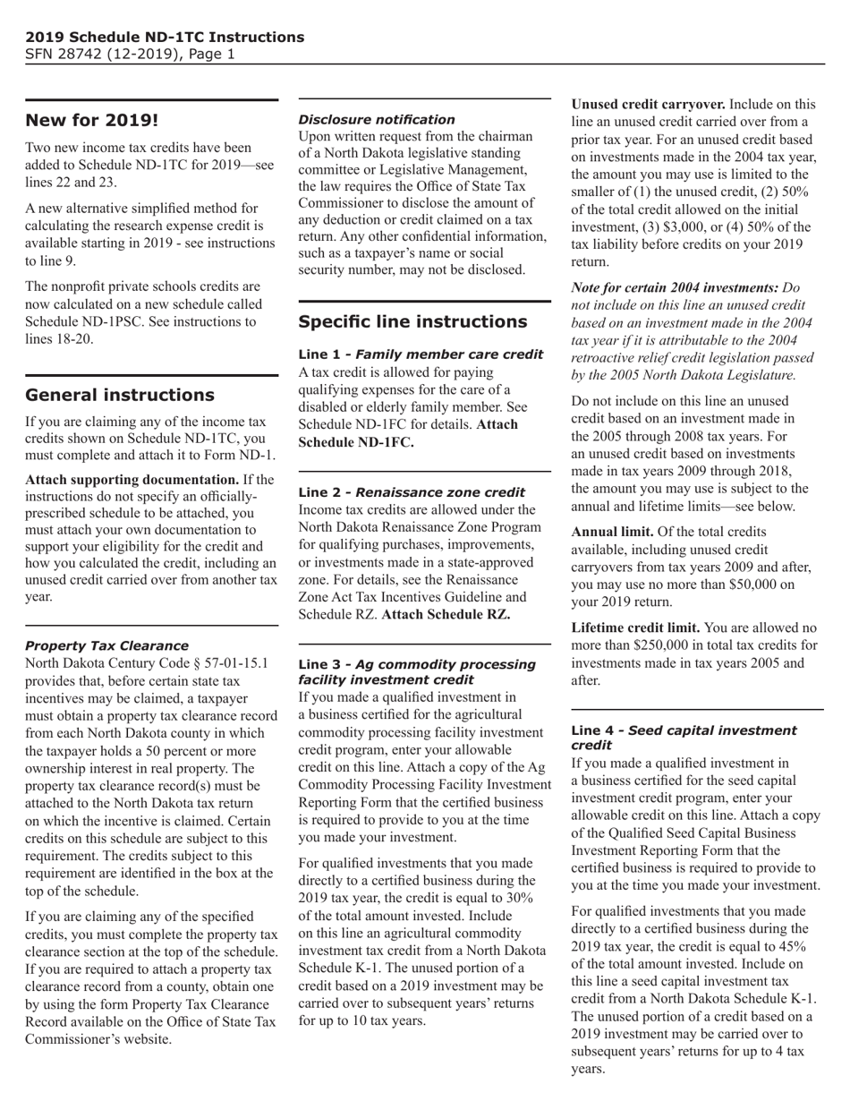Form SFN28742 Schedule ND-1TC Tax Credits - North Dakota, Page 3