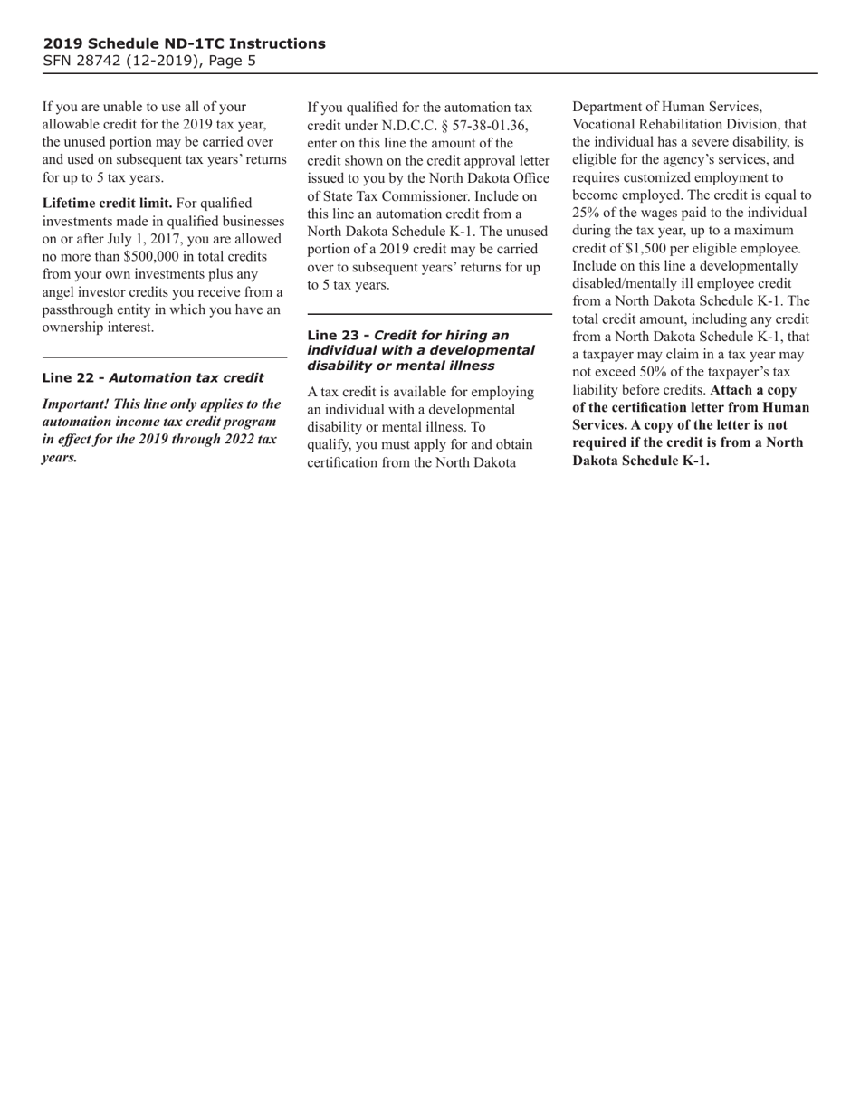 Form SFN28742 Schedule ND-1TC Tax Credits - North Dakota, Page 7