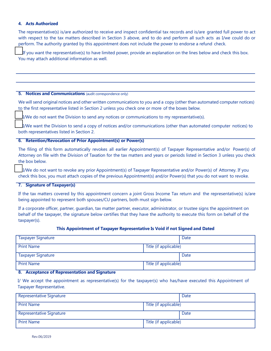 Form M-5008-R Appointment of Taxpayer Representative - New Jersey, Page 2