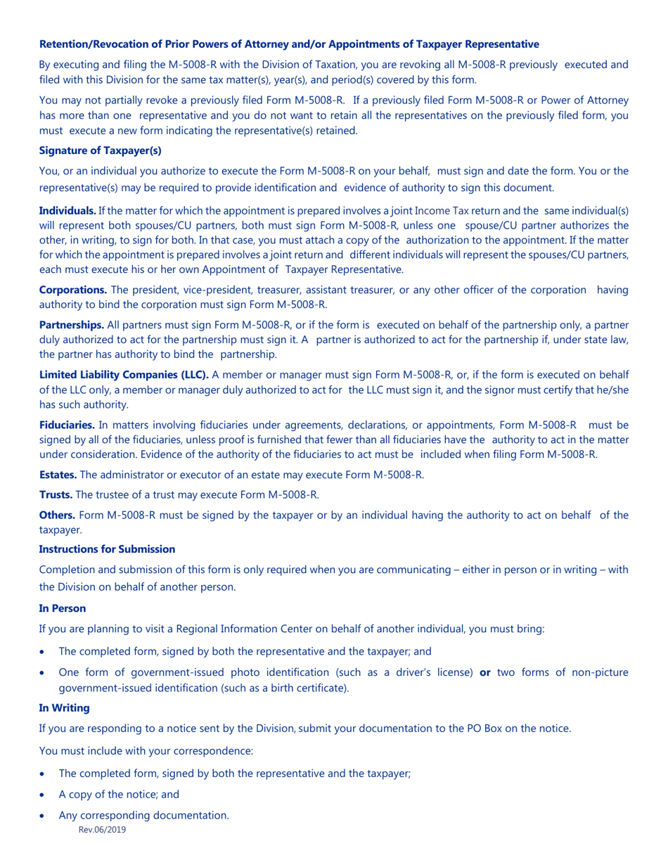 Form M-5008-R Appointment of Taxpayer Representative - New Jersey, Page 4