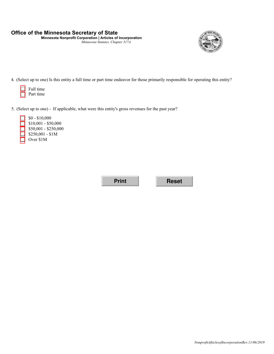 Articles of Incorporation for a Minnesota Nonprofit Corporation - Minnesota, Page 3