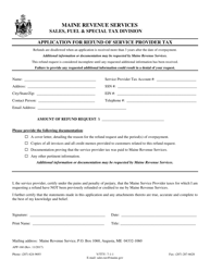Form APP-160 Application for Refund of Service Provider Tax - Maine
