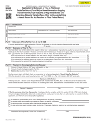 Form M-68 Application for Extension of Time to File Hawaii Estate Tax Return (Form M-6) or Hawaii Generation-Skipping Transfer Tax Return (M-6gs) and/or Pay Hawaii Estate (And Generation-Skipping Transfer) Taxes (Only for Decedents Filing a Hawaii Return but Not Required to File a Federal Return) - Hawaii