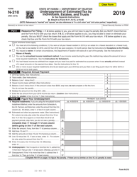 Form N-210 Underpayment of Estimated Tax by Individuals, Estates and Trusts - Hawaii