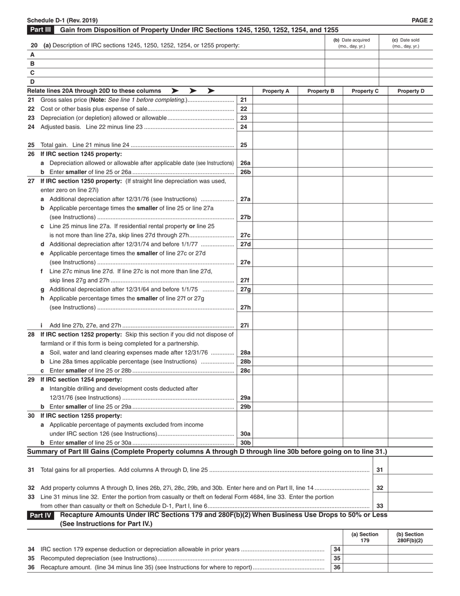 Schedule D-1 Sales of Business Property - Hawaii, Page 2