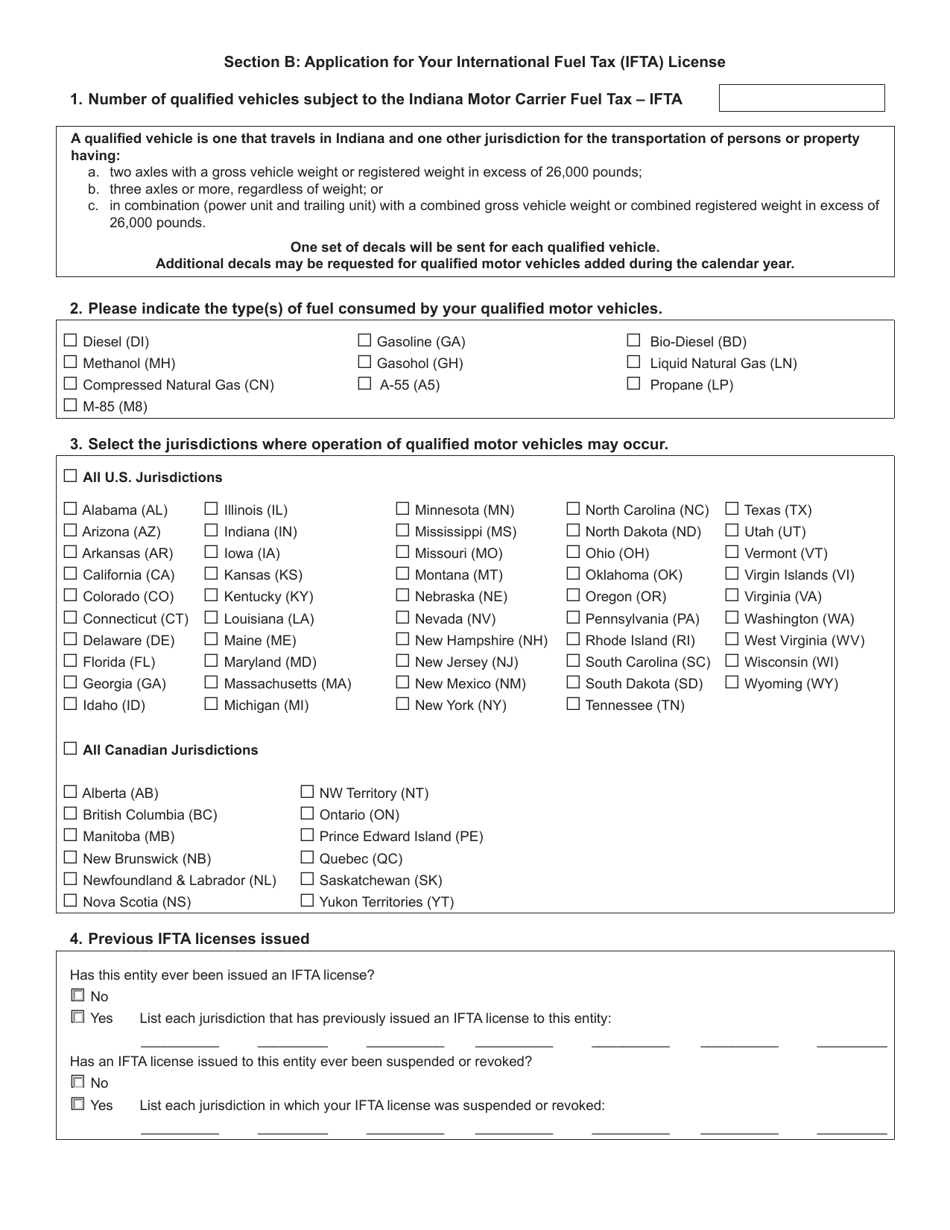 Form IFTA-1A (State Form 54049) International Fuel Tax Agreement Application - Indiana, Page 2