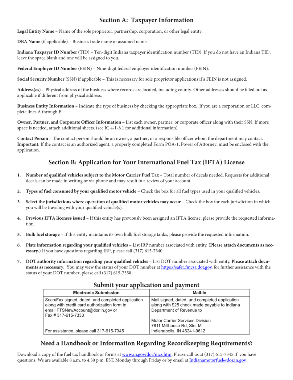 Form IFTA-1A (State Form 54049) International Fuel Tax Agreement Application - Indiana, Page 5