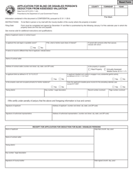 State Form 43710 Application for Blind or Disabled Person&#039;s Deduction From Assessed Valuation - Indiana