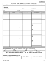 Document preview: Form CAPF160S Real Time Risk Assessment Worksheet