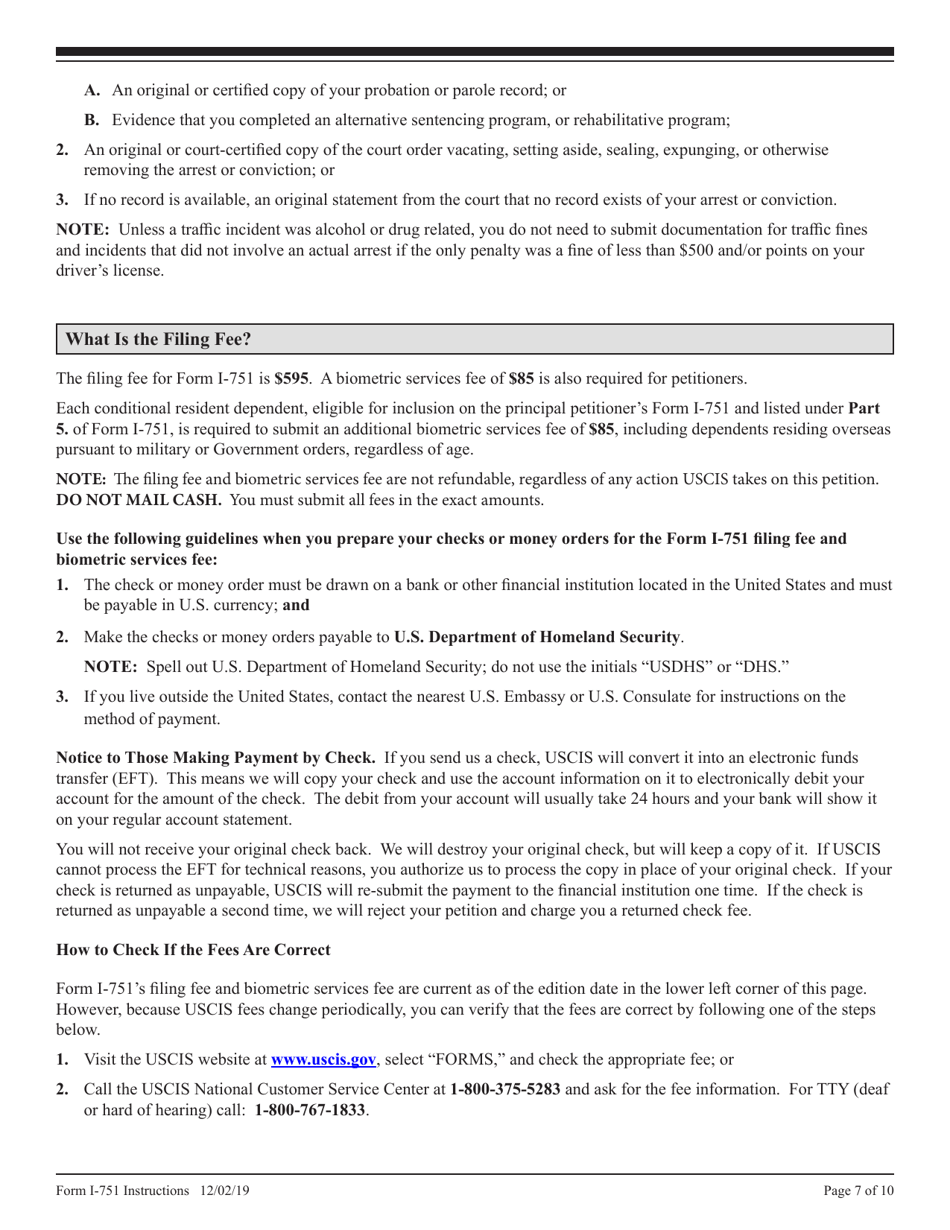 Download Instructions For USCIS Form I-751 Petition To Remove ...