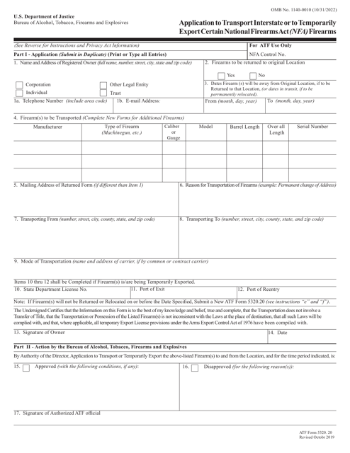 ATF Form 5320.20 Download Fillable PDF or Fill Online Application to ...