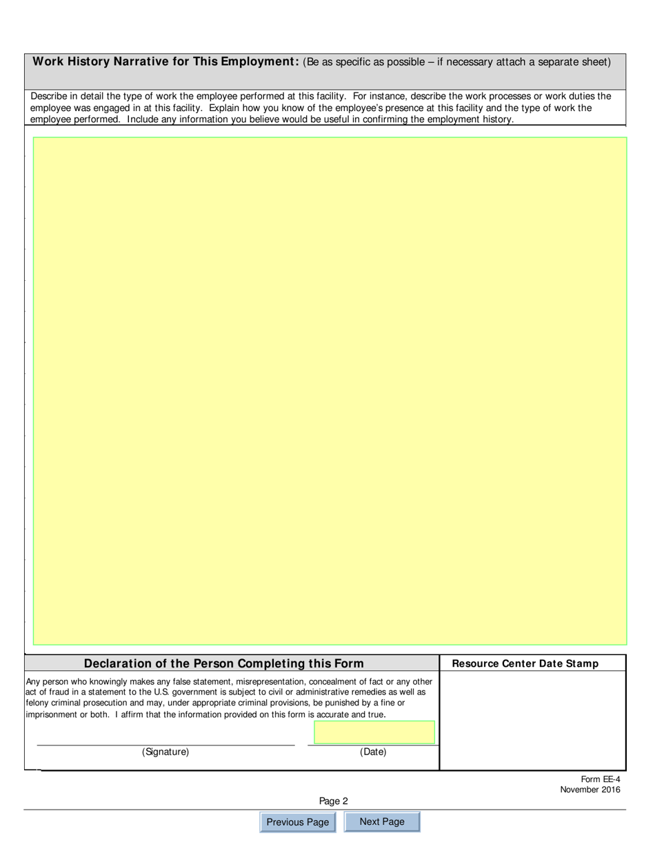Form EE4 Fill Out, Sign Online and Download Fillable PDF