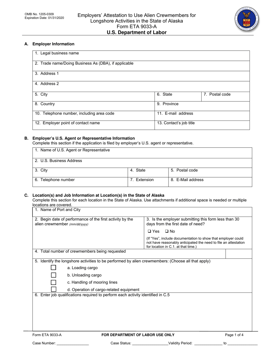 Form ETA9033-A - Fill Out, Sign Online and Download Fillable PDF ...