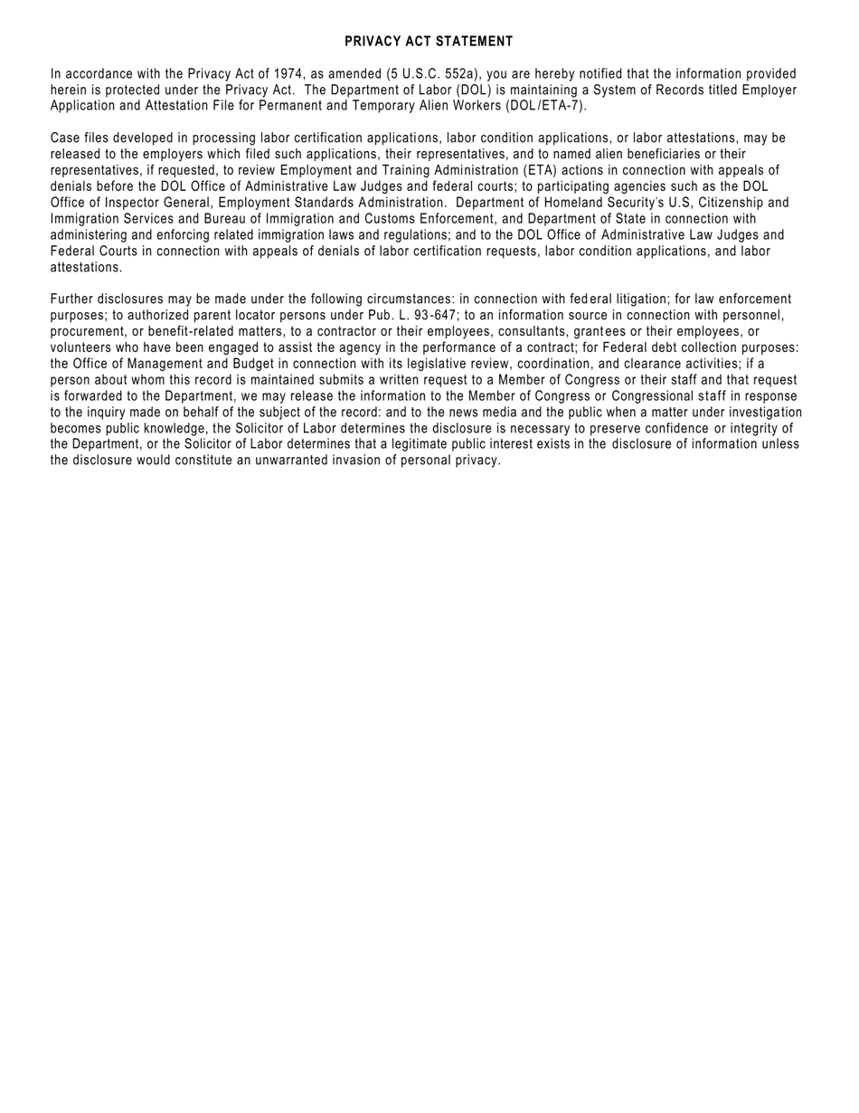 ETA Form 750 Part B Statement of Qualifications of Alien, Page 3