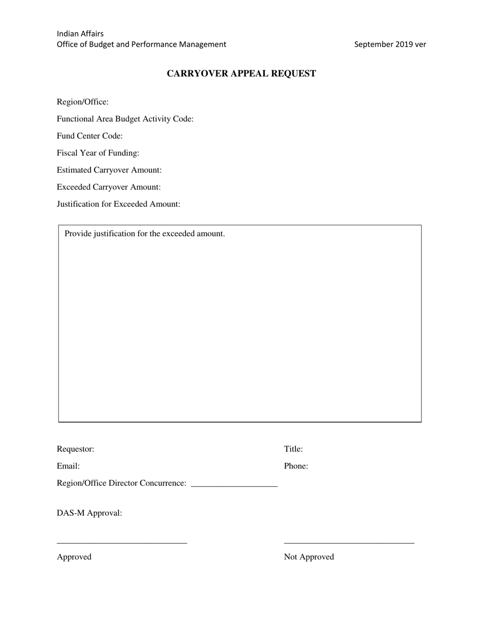 Carryover Appeal Request Fill Out, Sign Online and Download PDF