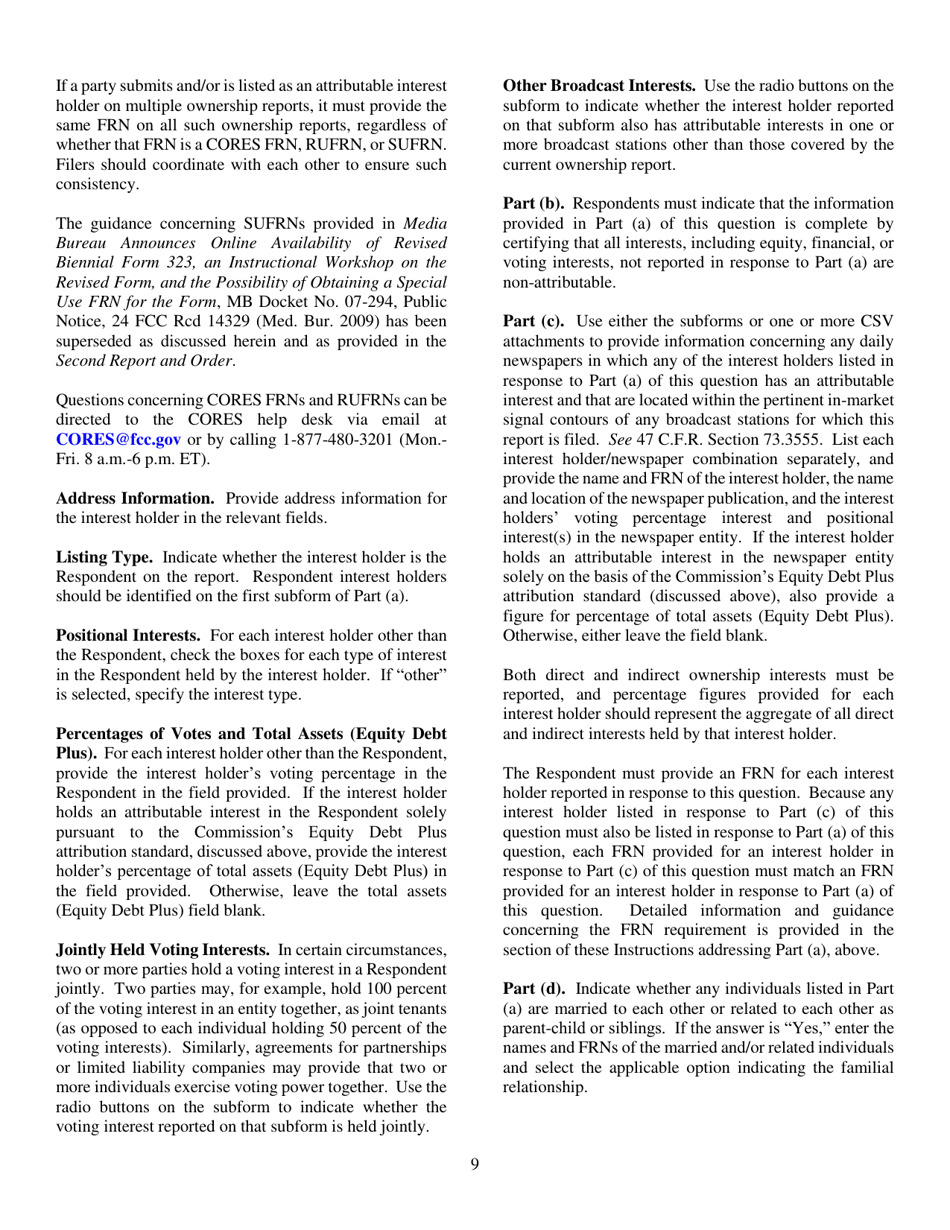 FCC Form 323 Ownership Report for Commerical Broadcast Station, Page 9