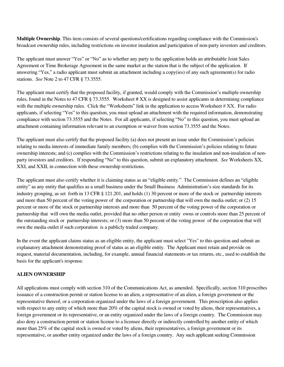 Instructions for FCC Form 2100 Schedule 301-FM Commercial Fm Broadcast Radio Construction Permit Application, Page 10