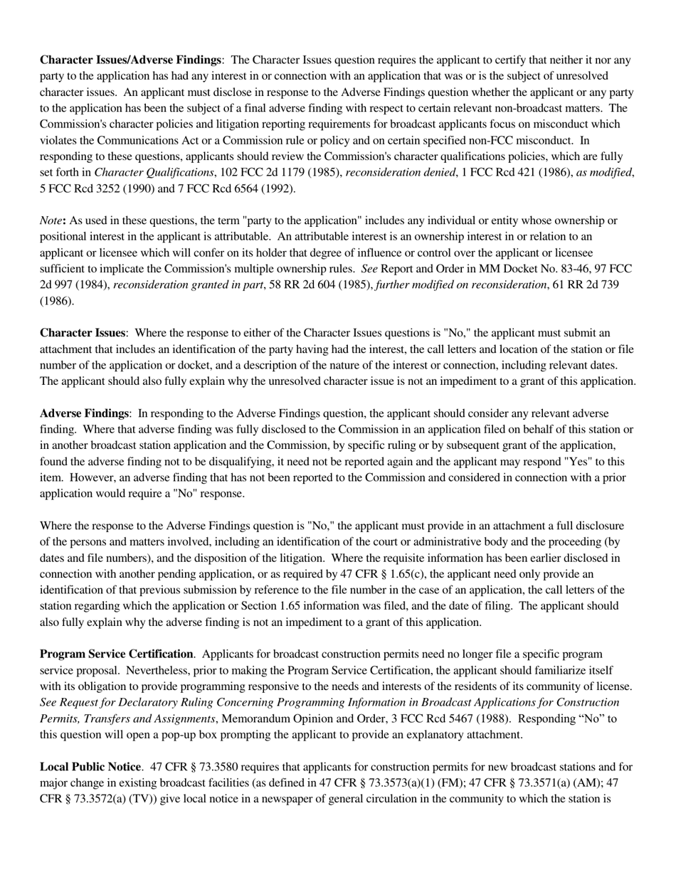 Instructions for FCC Form 2100 Schedule 301-FM Commercial Fm Broadcast Radio Construction Permit Application, Page 12