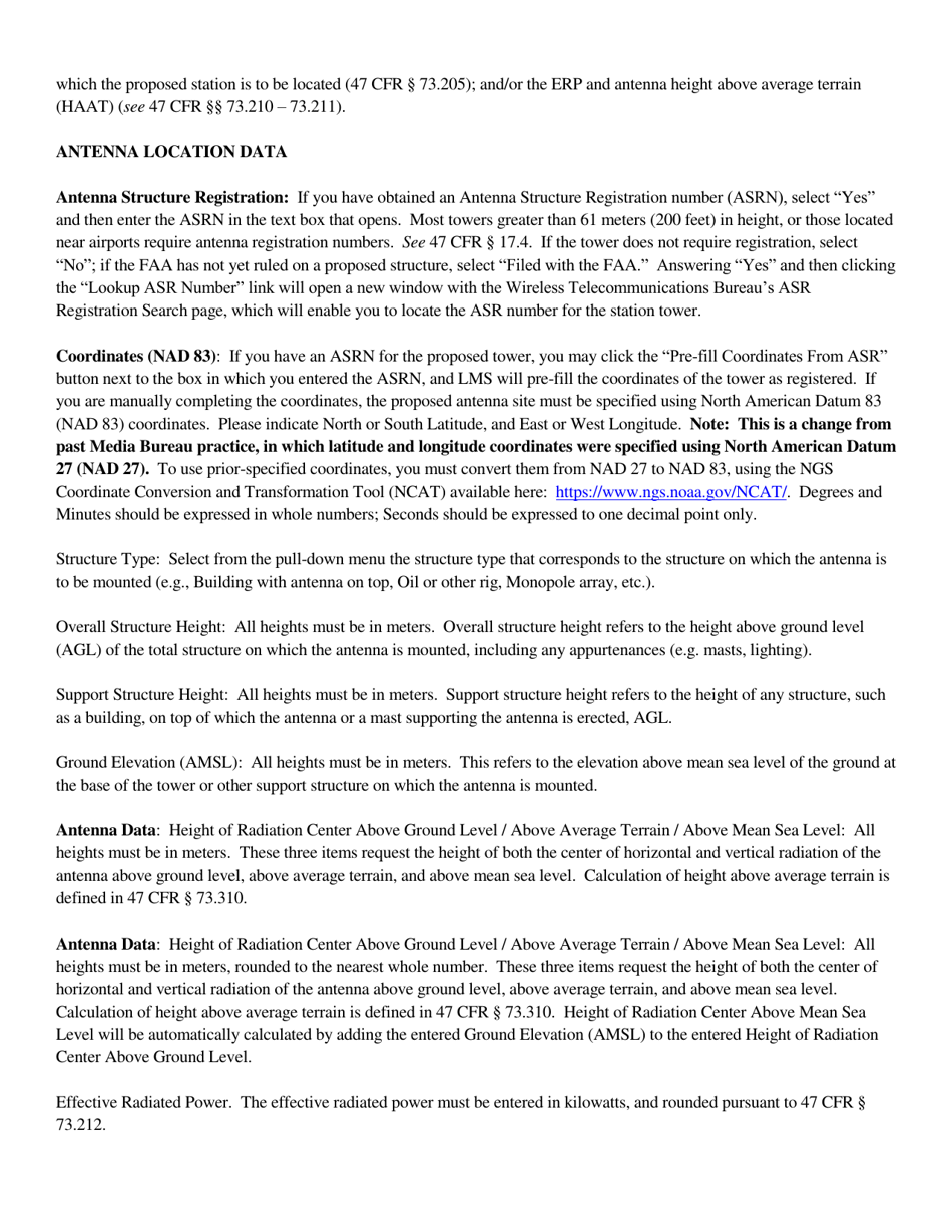 Instructions for FCC Form 2100 Schedule 301-FM Commercial Fm Broadcast Radio Construction Permit Application, Page 15