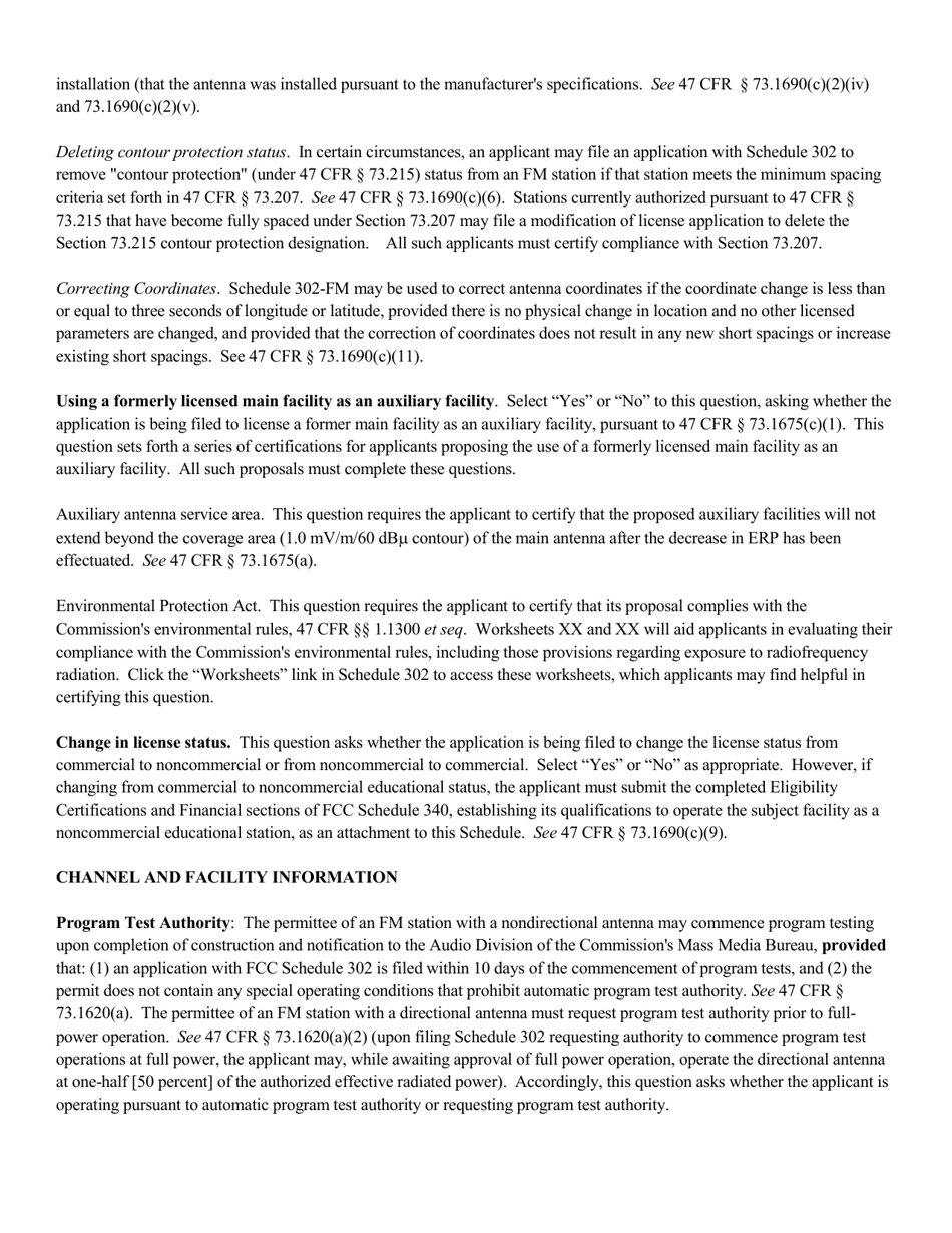 Instructions for FCC Form 2100 Schedule 302-FM Fm Broadcast Radio License Application, Page 12