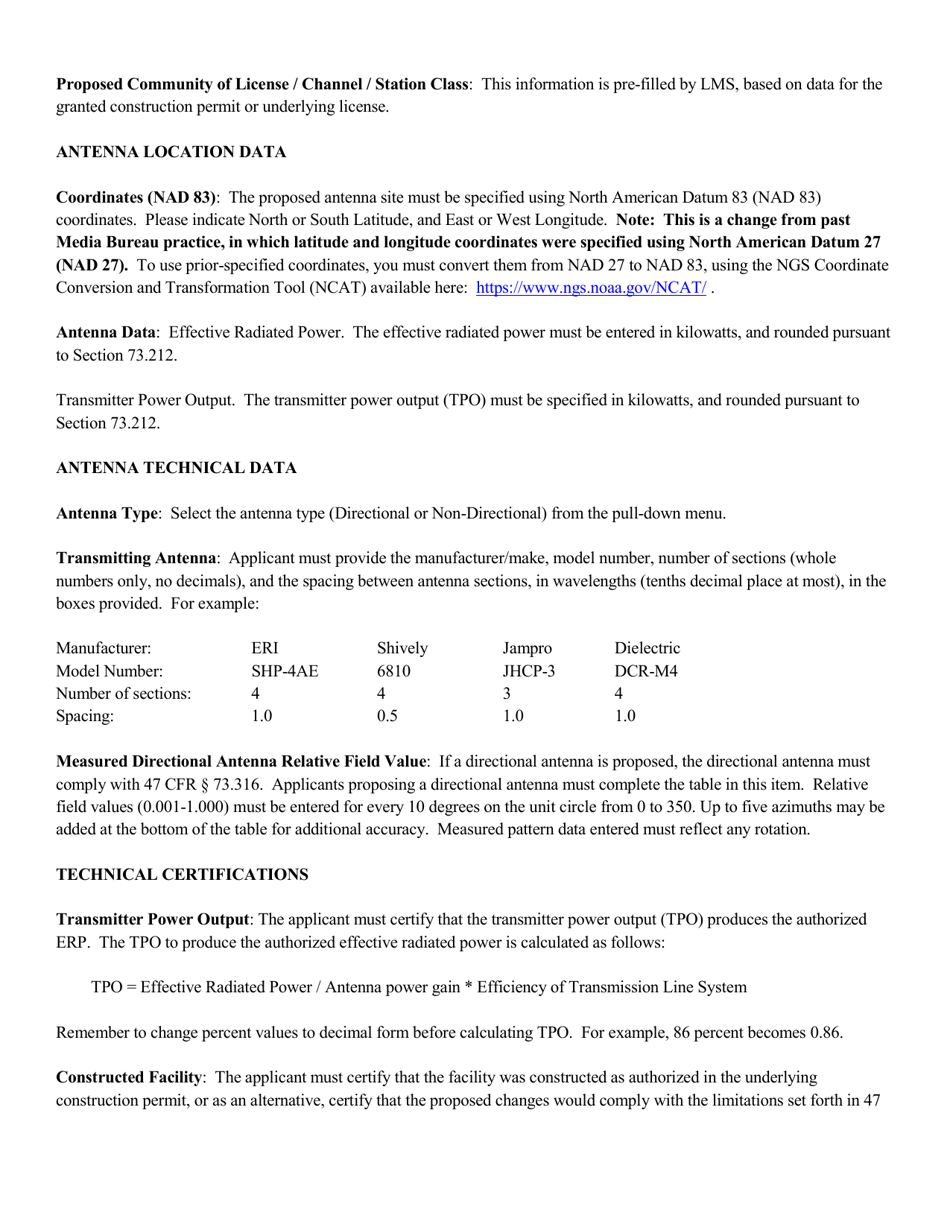 Instructions for FCC Form 2100 Schedule 302-FM Fm Broadcast Radio License Application, Page 13