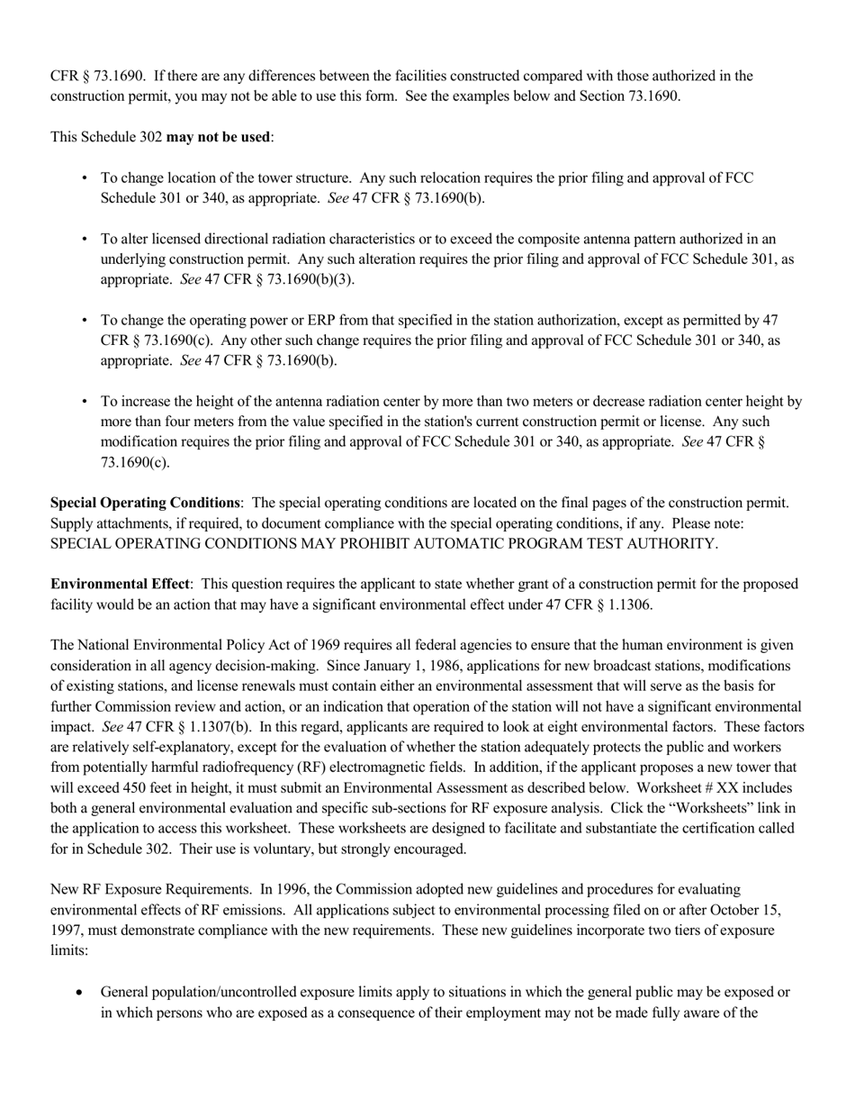 Instructions for FCC Form 2100 Schedule 302-FM Fm Broadcast Radio License Application, Page 14