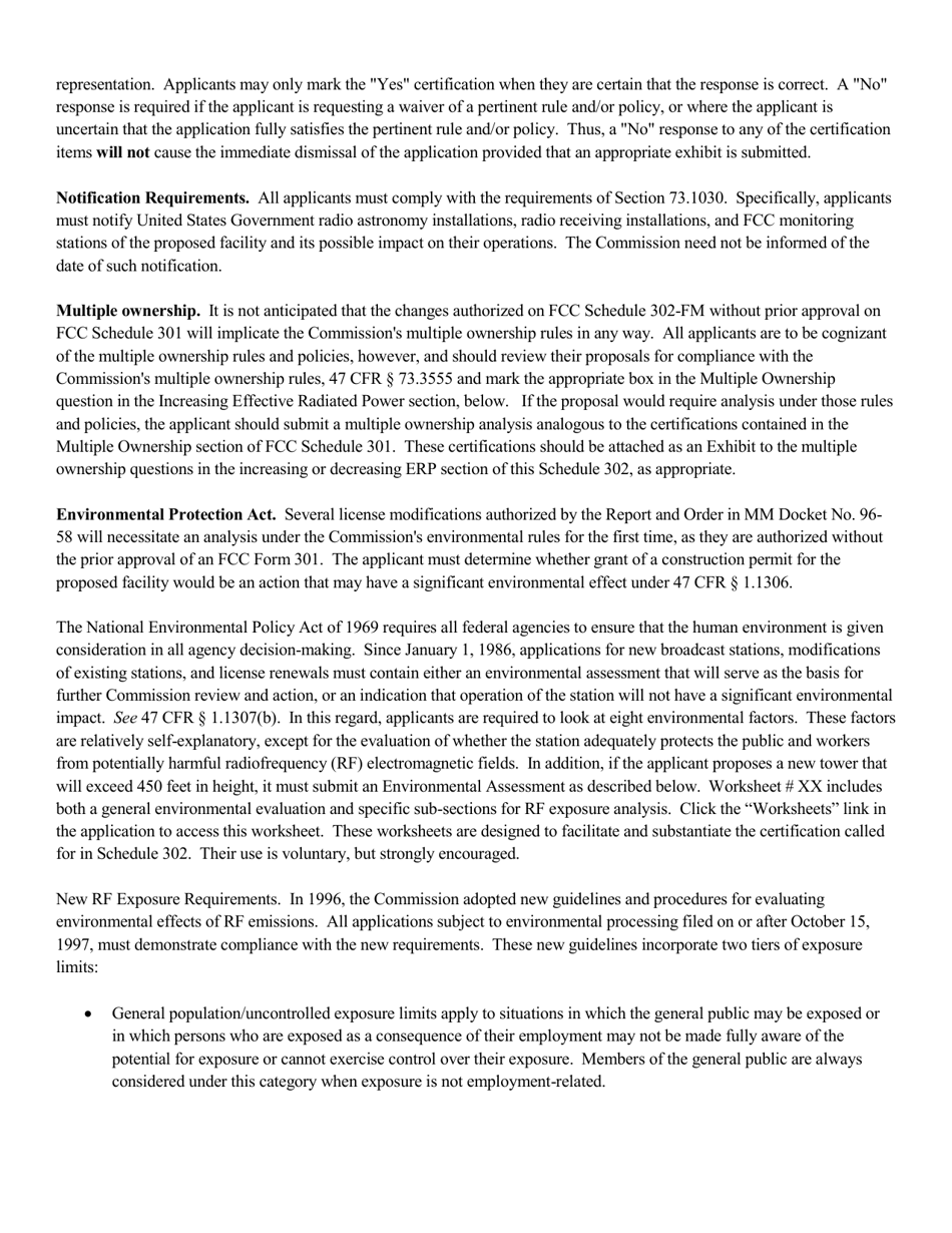 Instructions for FCC Form 2100 Schedule 302-FM Fm Broadcast Radio License Application, Page 4