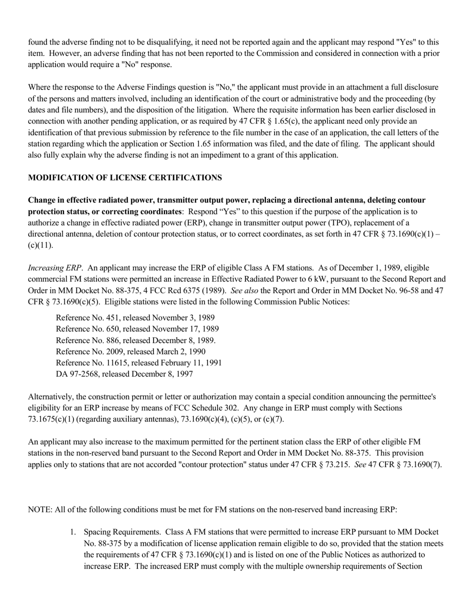 Instructions for FCC Form 2100 Schedule 302-FM Fm Broadcast Radio License Application, Page 9