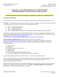 Document preview: Instructions for FCC Form 2100 Schedule 350 Fm Translator or Fm Booster Station License Application