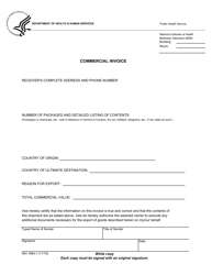 Document preview: Form NIH1884-1 Commercial Invoice