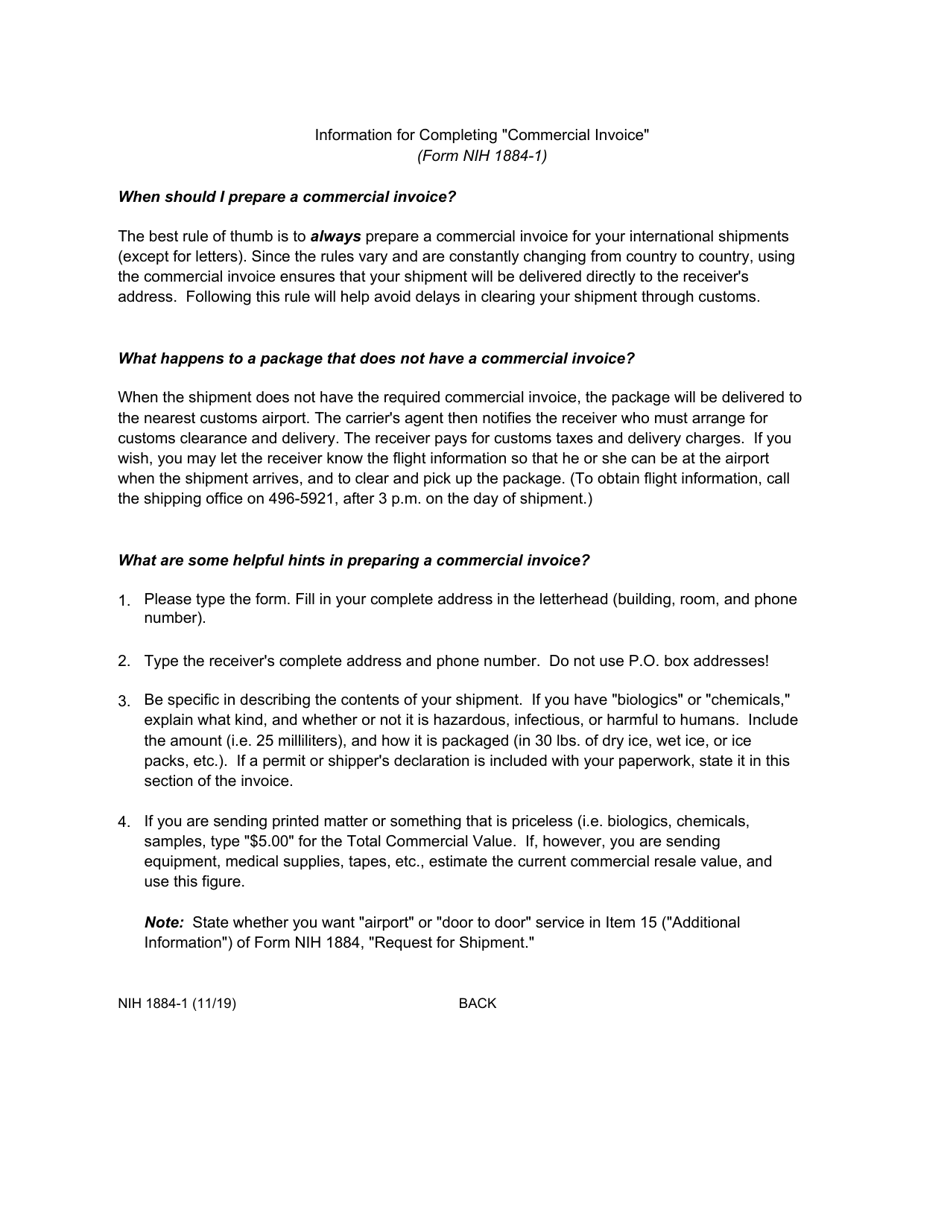 Form NIH1884-1 Commercial Invoice, Page 4