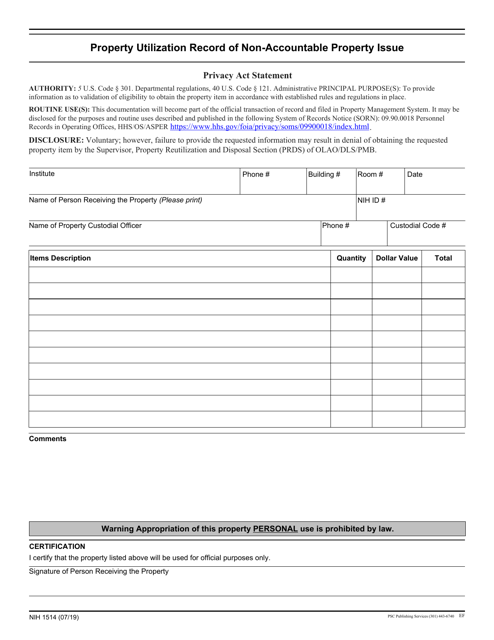 Form NIH1514  Printable Pdf