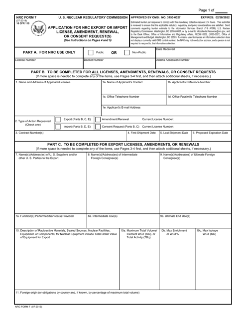 NRC Form 7  Printable Pdf