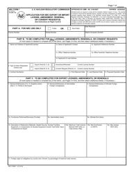 NRC Form 7 Application for NRC Export or Import License, Amendment, Renewal, or Consent Request(S)