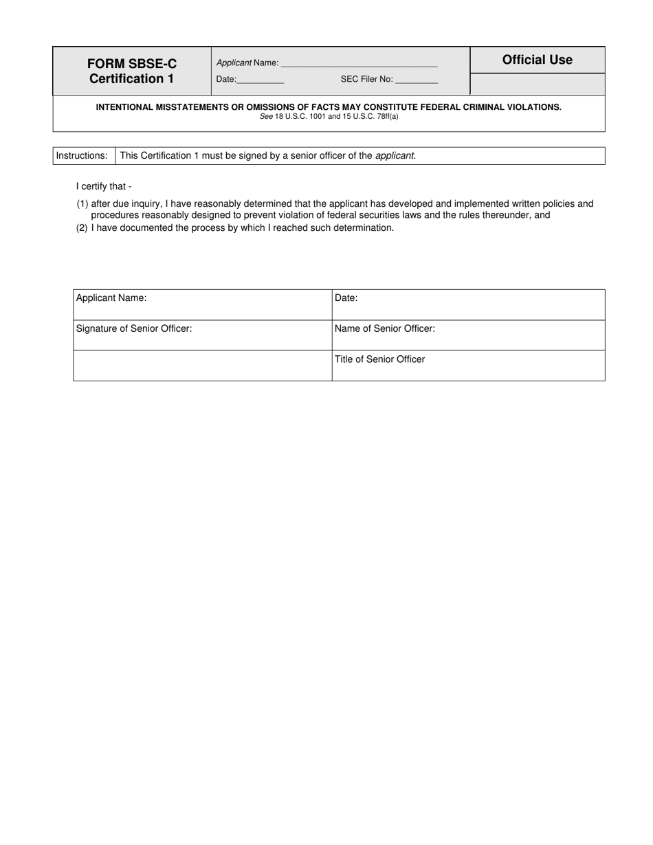 Form SBSE-C (SEC Form 2927) Certifications for Registration of Security-Based Swap Dealers and Major Security-Based Swap Participants, Page 3