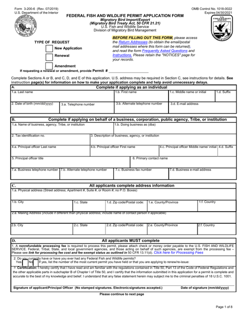 FWS Form 3-200-6  Printable Pdf