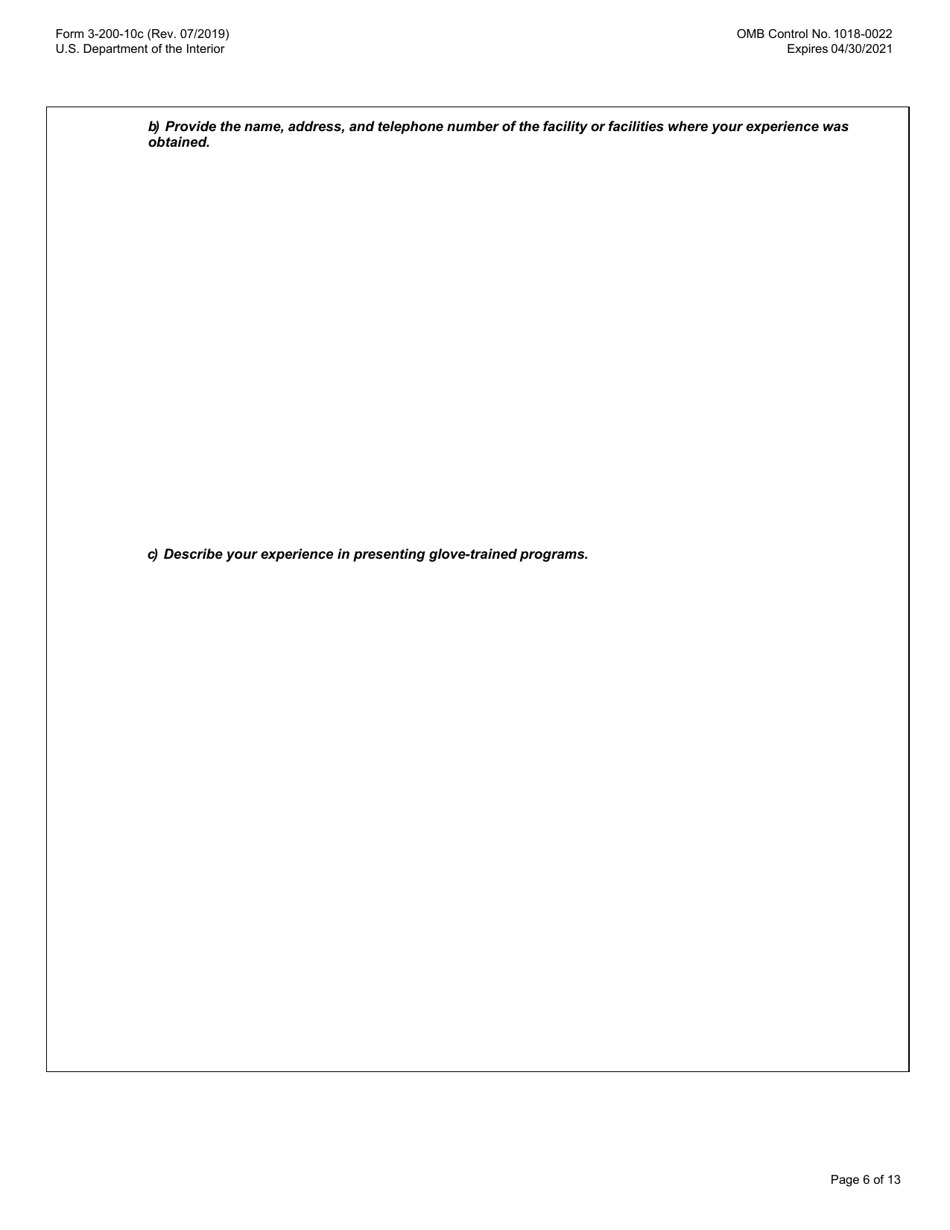 FWS Form 3-200-10C Federal Fish and Wildlife Permit Application Form - Migratory Bird Special Purpose - Possession Live and / or Dead and Salvage for Educational Purposes, Page 6