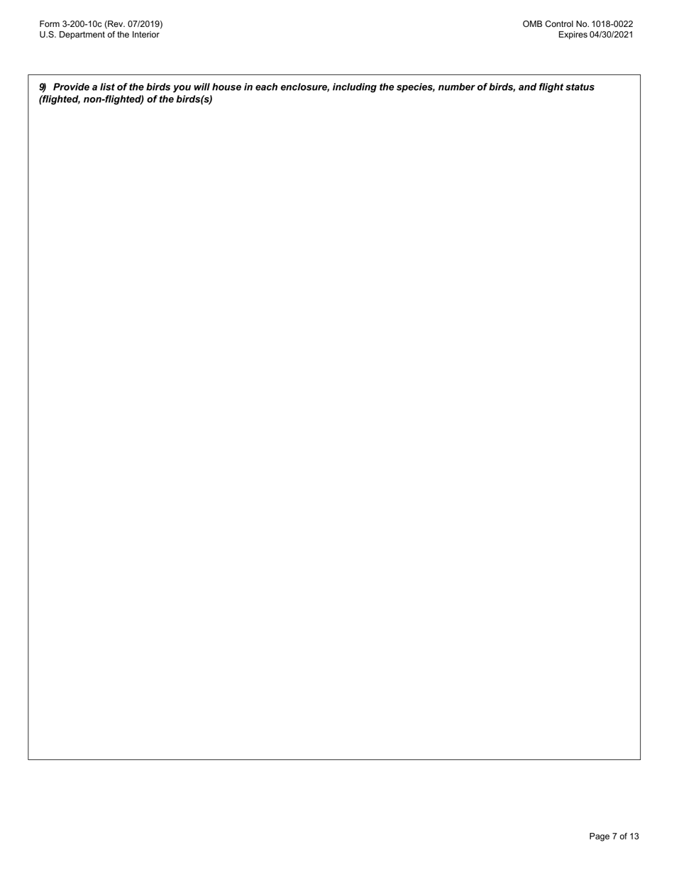 FWS Form 3-200-10C Federal Fish and Wildlife Permit Application Form - Migratory Bird Special Purpose - Possession Live and / or Dead and Salvage for Educational Purposes, Page 7