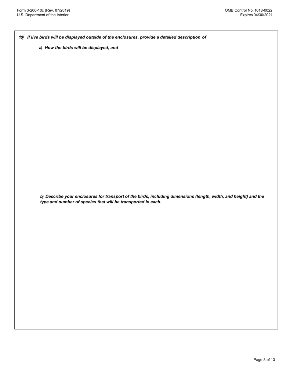 FWS Form 3-200-10C Federal Fish and Wildlife Permit Application Form - Migratory Bird Special Purpose - Possession Live and / or Dead and Salvage for Educational Purposes, Page 8