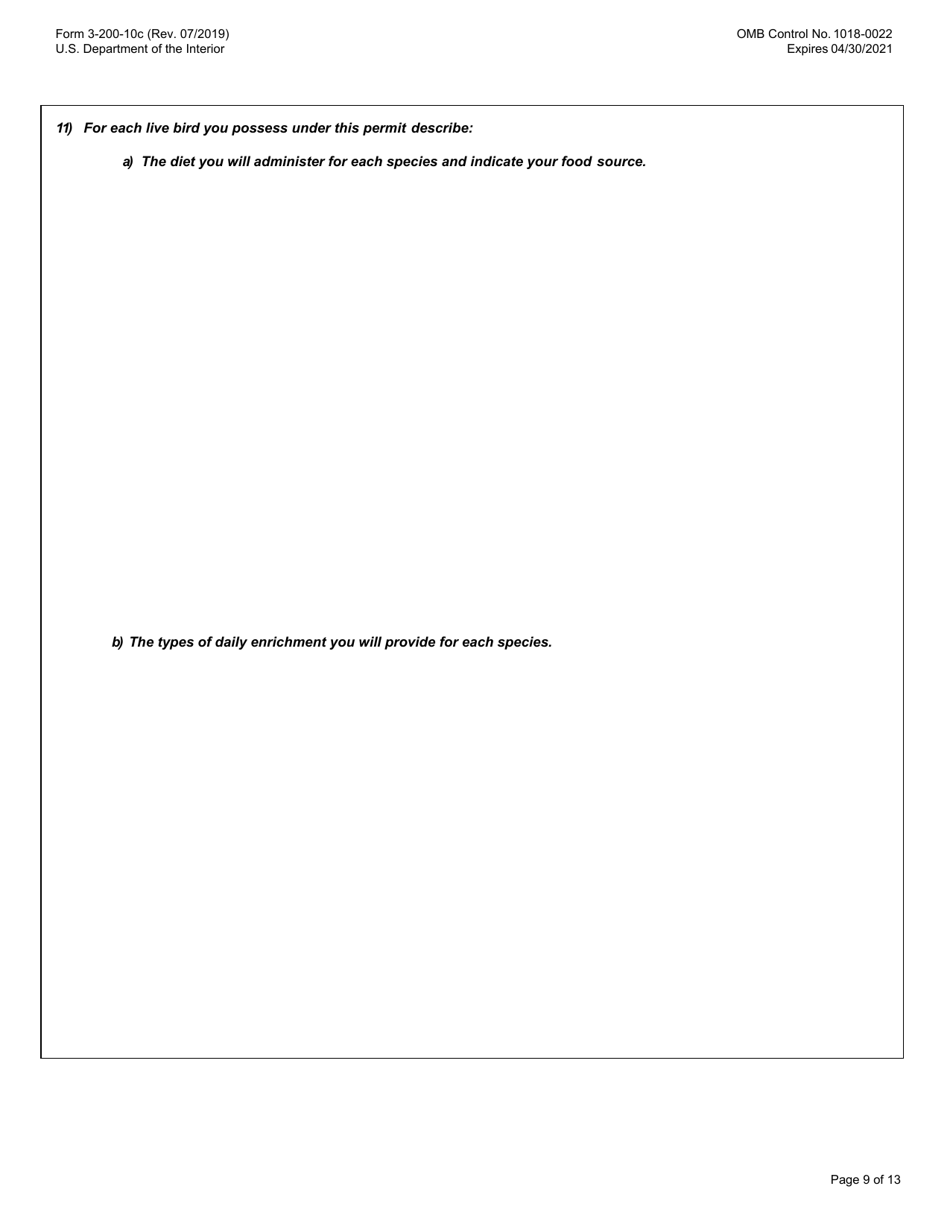 FWS Form 3-200-10C Federal Fish and Wildlife Permit Application Form - Migratory Bird Special Purpose - Possession Live and / or Dead and Salvage for Educational Purposes, Page 9