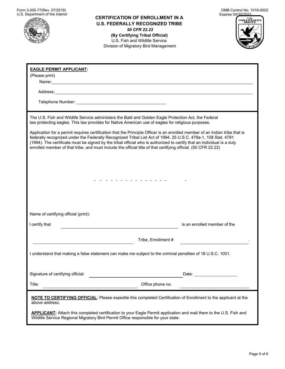 FWS Form 3-200-77 Download Fillable PDF or Fill Online Federal Fish and ...