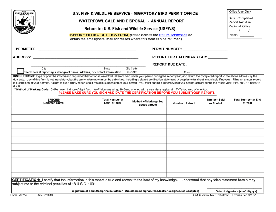 FWS Form 32022 Download Fillable PDF or Fill Online Waterfowl Sale
