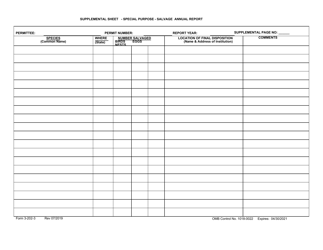 FWS Form 3-202-3 Migratory Bird Special Purpose - Salvage - Annual Report, Page 2