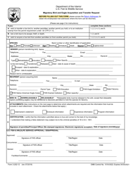 FWS Form 3-202-12 &quot;Migratory Bird and Eagle Acquisition and Transfer Request&quot;