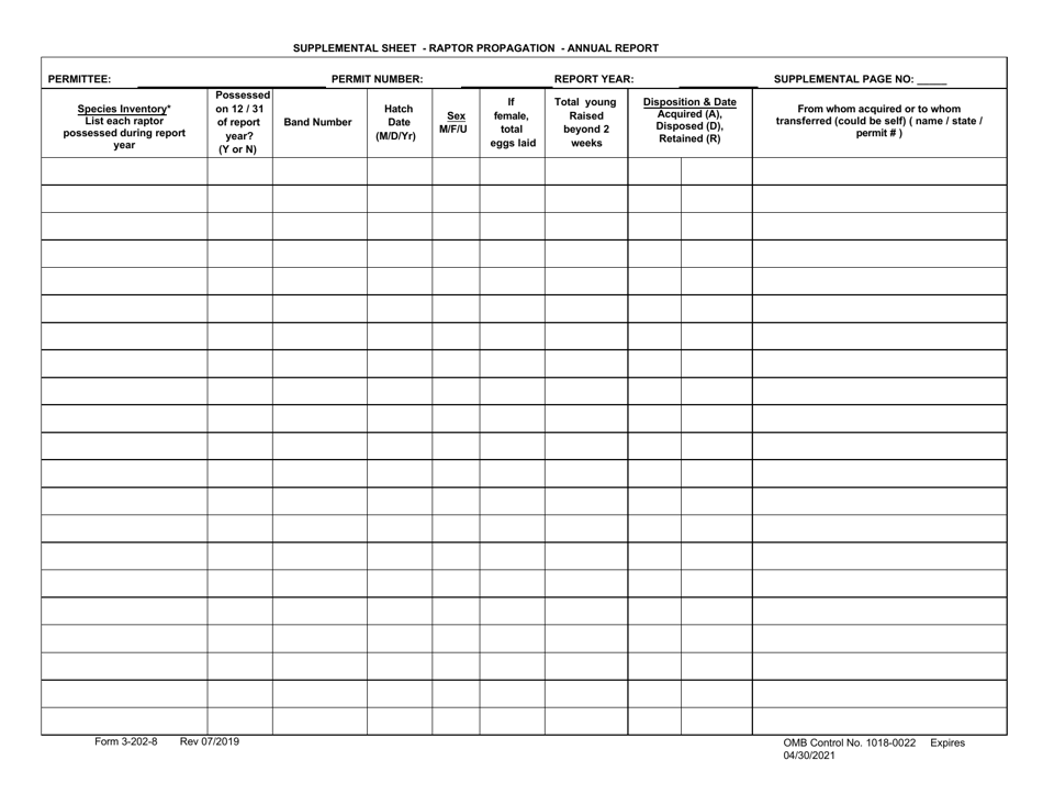 FWS Form 3-202-8 Migratory Bird Raptor Propagation - Annual Report, Page 2