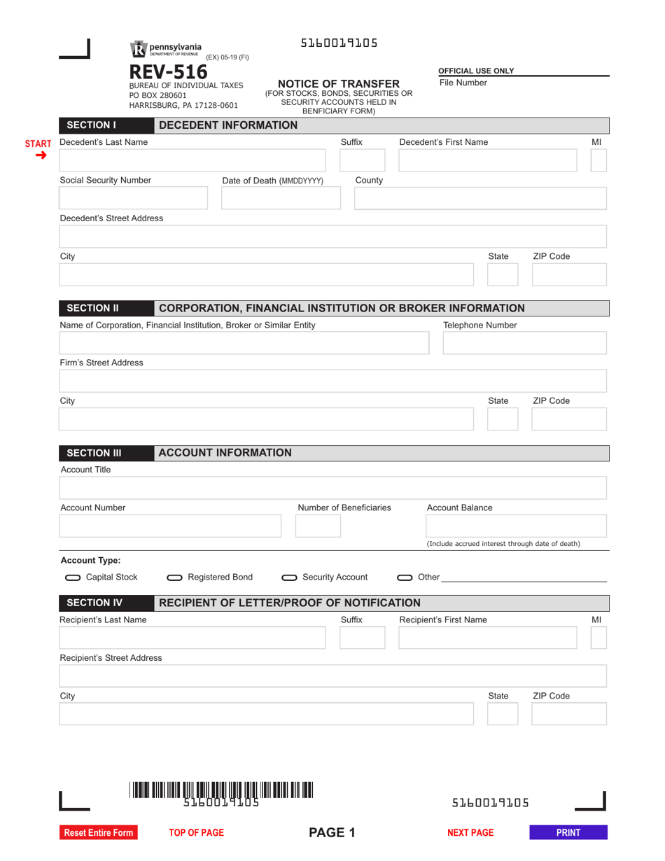 Form REV-516 Download Fillable PDF or Fill Online Notice of Transfer Sns-Brigh10