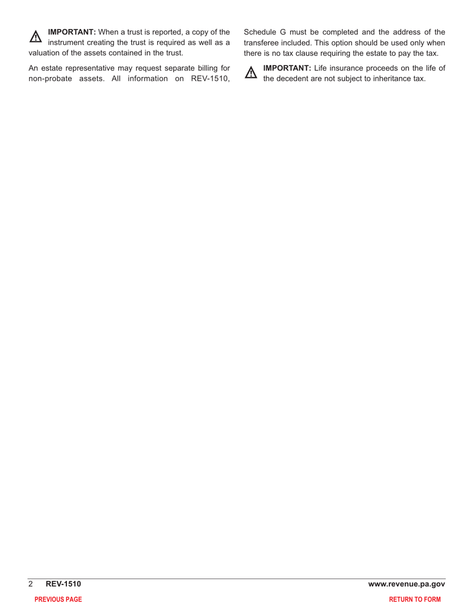 Form REV-1510 Schedule G Inter-Vivos Transfers and Misc. Non-probate Property - Pennsylvania, Page 4