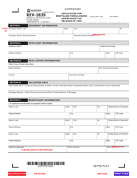 Document preview: Form REV-1839 Application for Mortgage Foreclosure Inheritance Tax Release of Lien - Pennsylvania