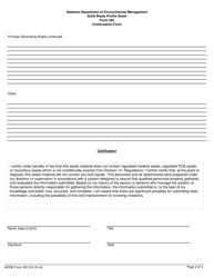 ADEM Form 300 Solid Waste Profile Sheet - Alabama, Page 2